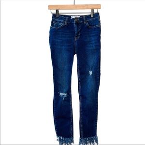 Free People Great Heights Frayed Raw Hem Jeans Denim Stretchy Distress Comfy 25